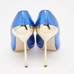 Casadei Blue/Gold Leather Techno Blade Pumps Size 35.5