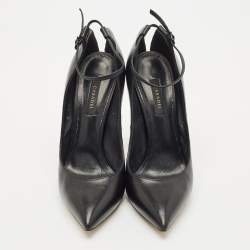 Pre Owned Casadei Black Leather Ankle Strap Pumps Size 40