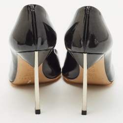 Casadei Black Patent Leather Peep Toe Pumps Size 37.5