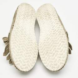 Casadei Grey Python Embossed Leather and Suede Chain Smoking Slippers Size 37
