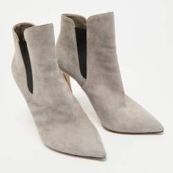 Casadei Grey Suede Pointed Toe Ankle Length Boots Size 39