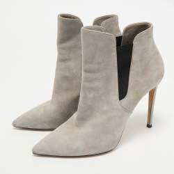 Casadei Grey Suede Pointed Toe Ankle Length Boots Size 39