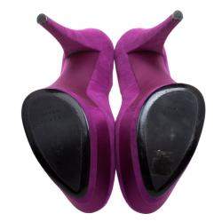 Pre Owned Casadei Purple Suede And Satin Triple Platform Pumps Size 41