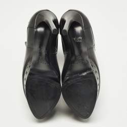 Pre Owned حذاء بوت كاحل كاسادى نعل سميك منقوش سلسلة جلد أسود مقاس 37