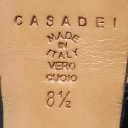 Casadei Black Patent Leather Peep Toe Platform Ankle Strap Sandals Size 38.5