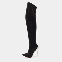 Casadei Black Suede Blade Over The Knee Boots Size 37.5