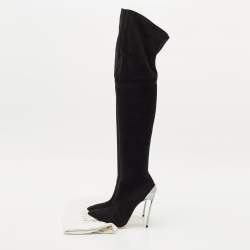Casadei Black Suede Blade Over The Knee Boots Size 37.5