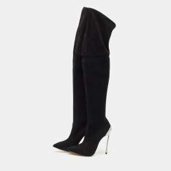 Casadei Black Suede Blade Over The Knee Boots Size 37.5