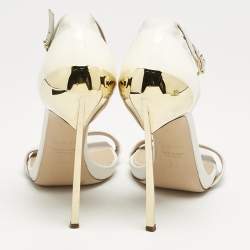Casadei White Leather Blade Ankle Strap Sandals Size 37.5
