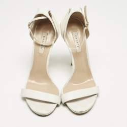 Casadei White Leather Blade Ankle Strap Sandals Size 37.5