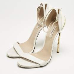 Casadei White Leather Blade Ankle Strap Sandals Size 37.5