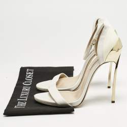 Casadei White Leather Blade Ankle Strap Sandals Size 37.5