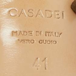 Casadei Metallic Rose Gold Leather Blade Ankle Strap Sandals Size 41