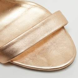 Casadei Metallic Rose Gold Leather Blade Ankle Strap Sandals Size 41