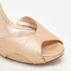 Pre Owned Casadei Metallic Leather Wedge Ankle Strap Sandals Size 39