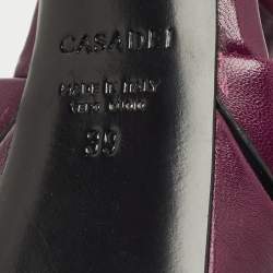 Pre Owned Casadei Purple Leather Platform Ankle Strap Sandals Size 39