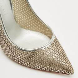 Pre Owned Casadei Silver Leather Pointed Toe Pumps Size 38