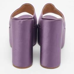 Pre Owned Casadei Light Purple Satin Platform Wedge Sandals Size 39.5