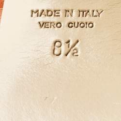 Pre Owned Casadei Orange Leather Platform Ankle Strap Sandals Size 38.5