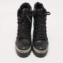Pre Owned Casadei Black Nylon Wedge Sneakers Size 40