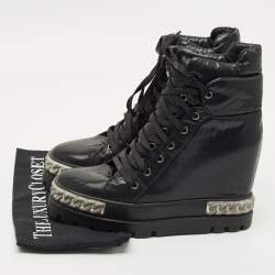 Pre Owned Casadei Black Nylon Wedge Sneakers Size 40