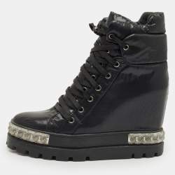 Pre Owned Casadei Black Nylon Wedge Sneakers Size 40