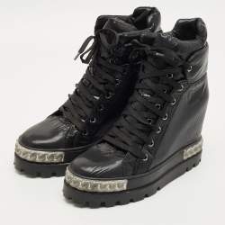 Pre Owned Casadei Black Nylon Wedge Sneakers Size 40