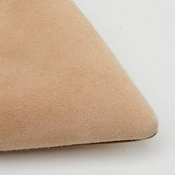 Pre Owned Casadei Beige Suede Pearl Embellished Heel Pointed Toe Pumps Size 37.5