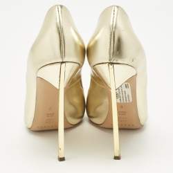 Pre Owned Casadei Gold Leather Blade Pointed Toe Pumps  Size 39