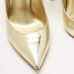 Pre Owned Casadei Gold Leather Blade Pointed Toe Pumps  Size 39