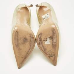 Pre Owned Casadei Gold Leather Blade Pointed Toe Pumps  Size 39