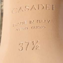 Pre Owned Casadei Gold Woven Leather Barbarella Sandals Size 37.5