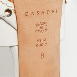 Pre Owned Casadei White Leather Platform Sandals Size 39