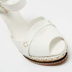 Pre Owned Casadei White Leather Platform Sandals Size 39