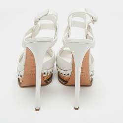 Pre Owned Casadei White Leather Platform Sandals Size 39