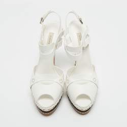 Pre Owned Casadei White Leather Platform Sandals Size 39