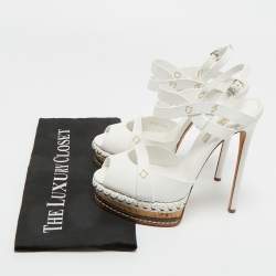 Pre Owned Casadei White Leather Platform Sandals Size 39
