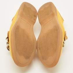 Pre Owned Casadei Yellow Knit Fabric and Leather Hanoi Loafers Size 36.5