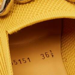 Pre Owned Casadei Yellow Knit Fabric and Leather Hanoi Loafers Size 36.5