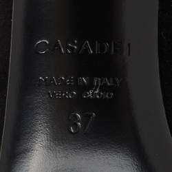 Pre Owned Casadei Black Suede Pointed Toe Crystal Chain Link Pumps Size 37