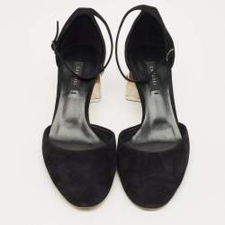 Pre Owned Casadei Black Suede Mary Jane Pumps Size 39.5