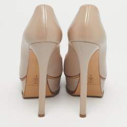 Pre Owned Casadei Beige Leather Peep Toe Pumps Size 38