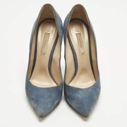 Pre Owned Casadei Blue Suede Blade Pointed Toe Pumps Size 40