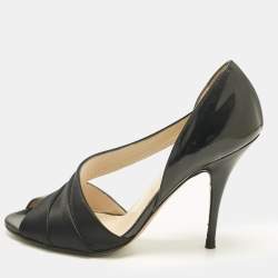 Pre Owned Casadei Black Satin Cut Out D'orsay Pumps Size 38