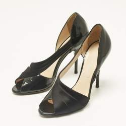 Pre Owned Casadei Black Satin Cut Out D'orsay Pumps Size 38
