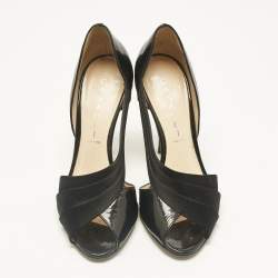 Pre Owned Casadei Black Satin Cut Out D'orsay Pumps Size 38