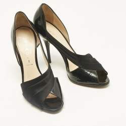 Pre Owned Casadei Black Satin Cut Out D'orsay Pumps Size 38