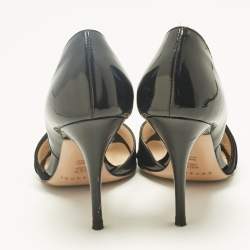 Pre Owned Casadei Black Satin Cut Out D'orsay Pumps Size 38