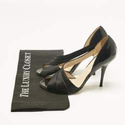 Pre Owned Casadei Black Satin Cut Out D'orsay Pumps Size 38