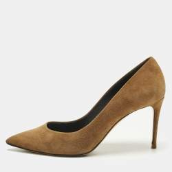Pre Owned Casadei Brown Suede Pointed Toe Pumps Size 37.5
